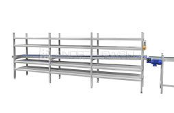 Assembly line with belt and roller conveyors