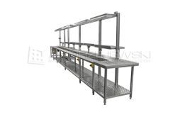 Assembly line with belt conveyors