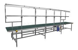 Assembly station with belt conveyor