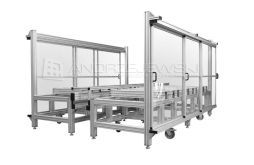 Support structure of the machine with sliding doors
