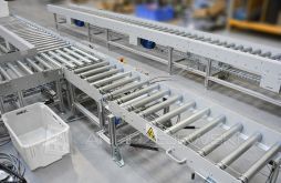 A system of roller conveyors with a drawbridge section